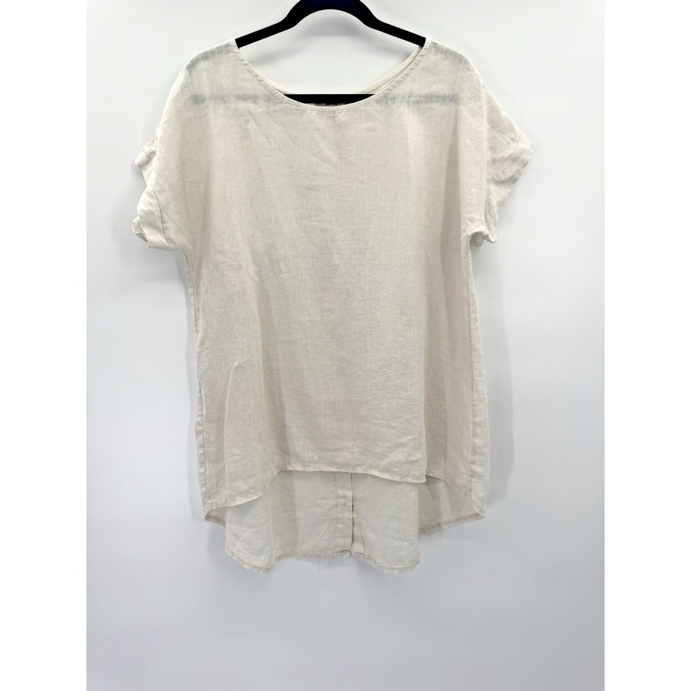 Terzo Millennio Linen Top Small Italy Button Back Oversized Lagenlook Cottage